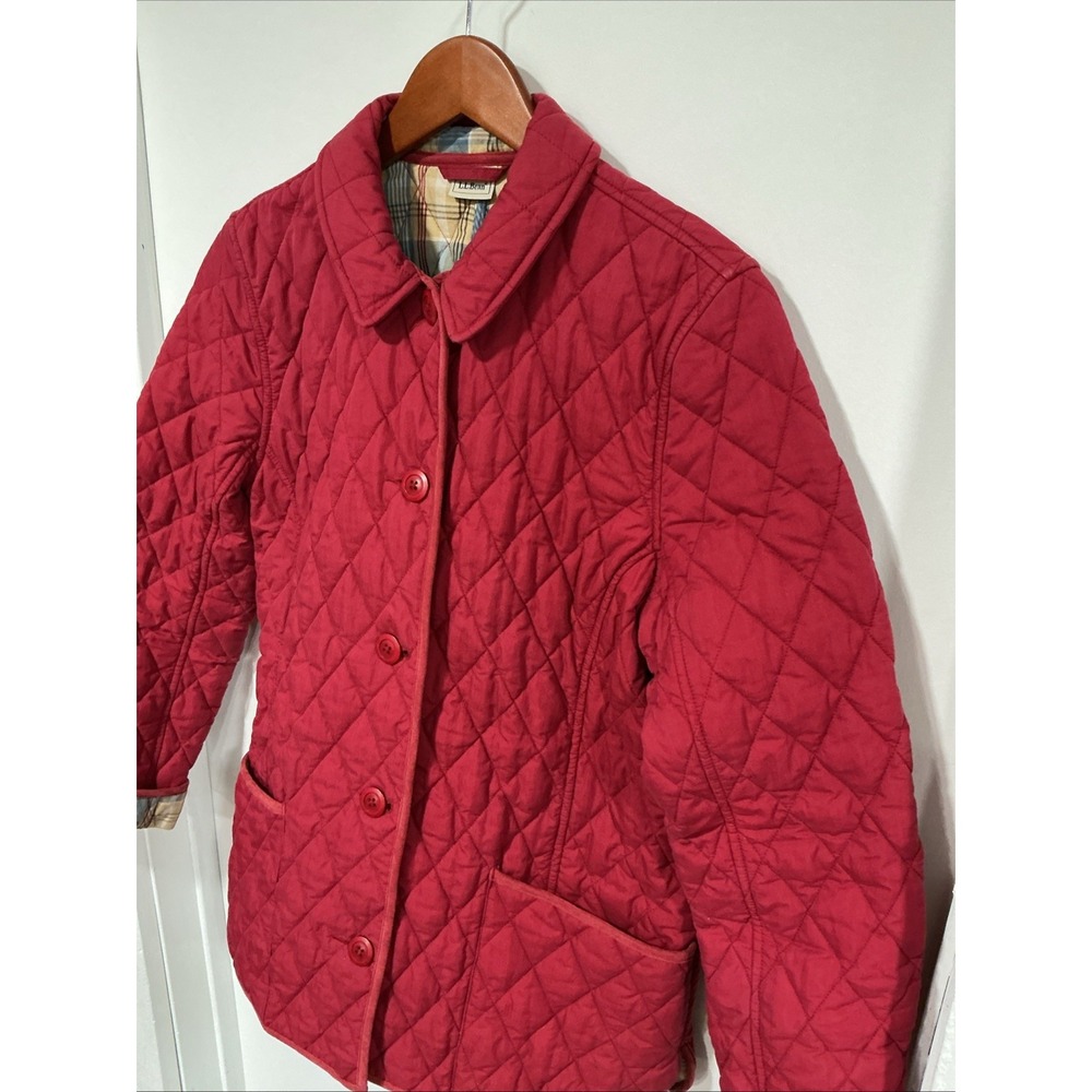 L.L. Bean Quilted Chore Coat, Red, Plaid Lining, Medium, Vintage, Insulated - Picture 2 of 15